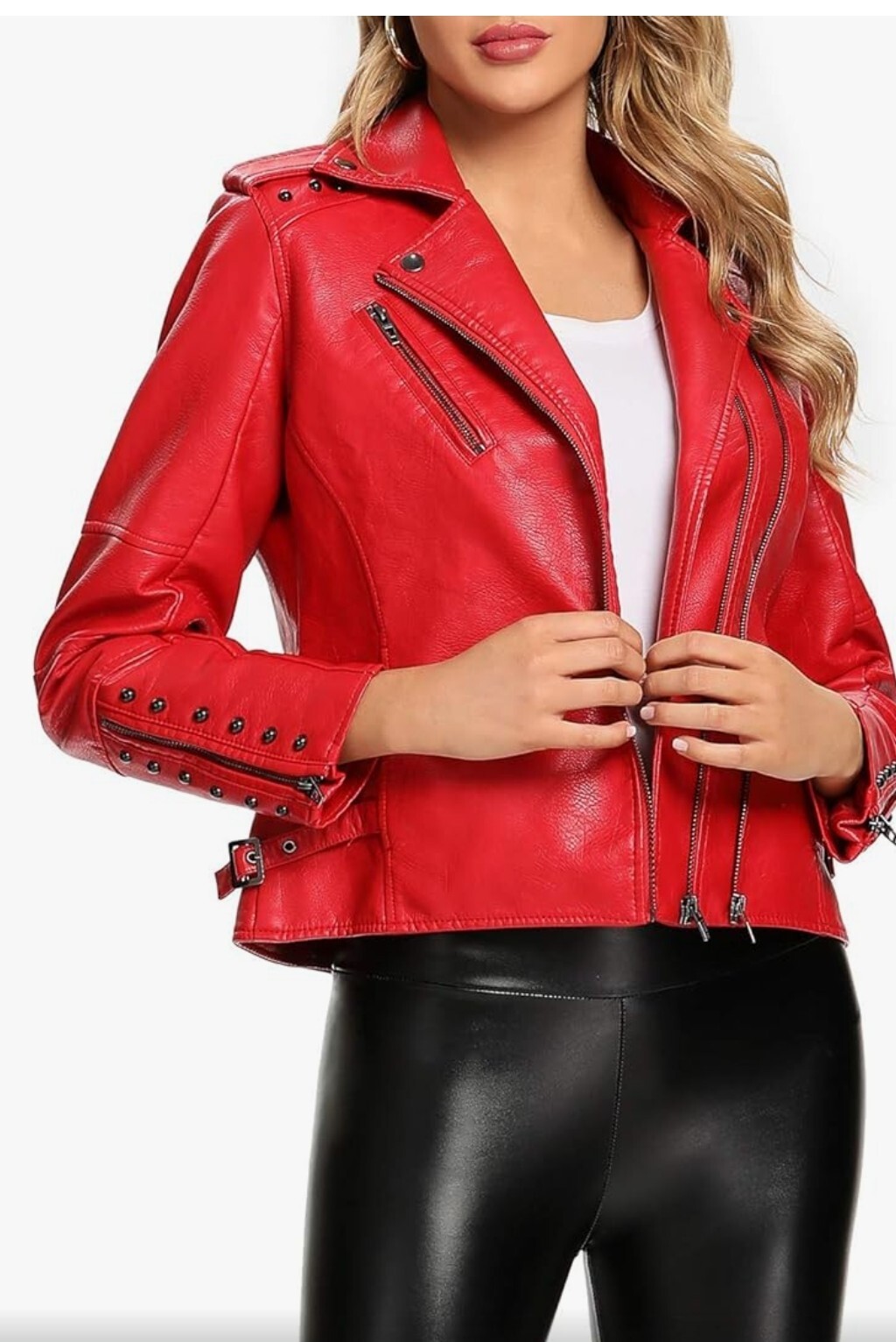Red Fuax Leather Jacket