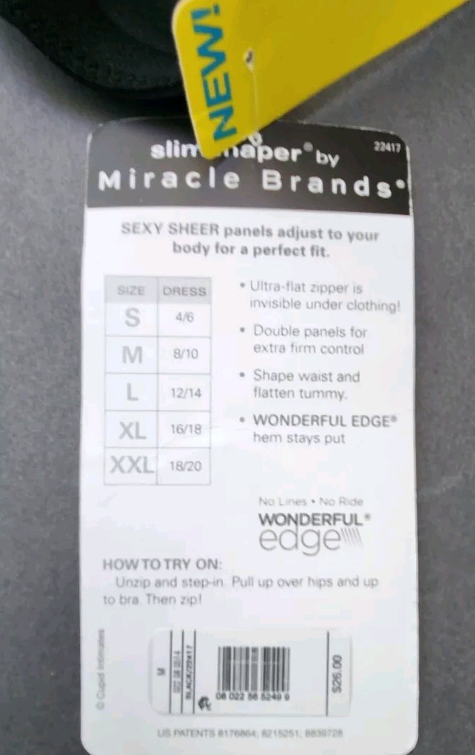 NWT Slim Shaper by Miracle Brands M Black Waist Slimming Cincher