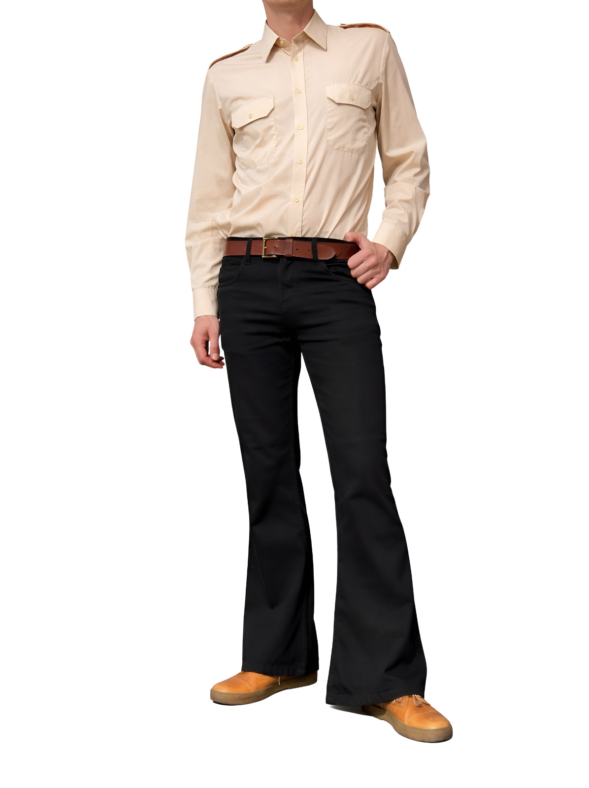 Men’s Retro Bell Bottoms | Black Denim Jeans| 60s 70s Flared Pants | Mod Hippie