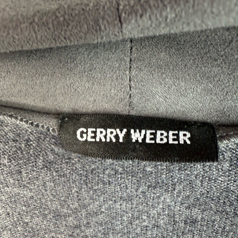 Gerry Weber sweater open front waterfall Charcoal Cardigan with Eyelet Accents