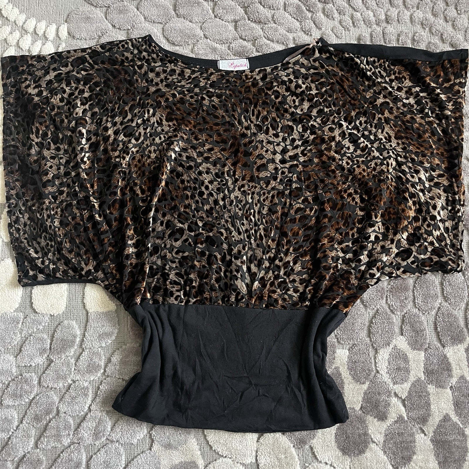 VTG y2k cheetah leopard burnout velvet dolman batwing top One Size Lipstick