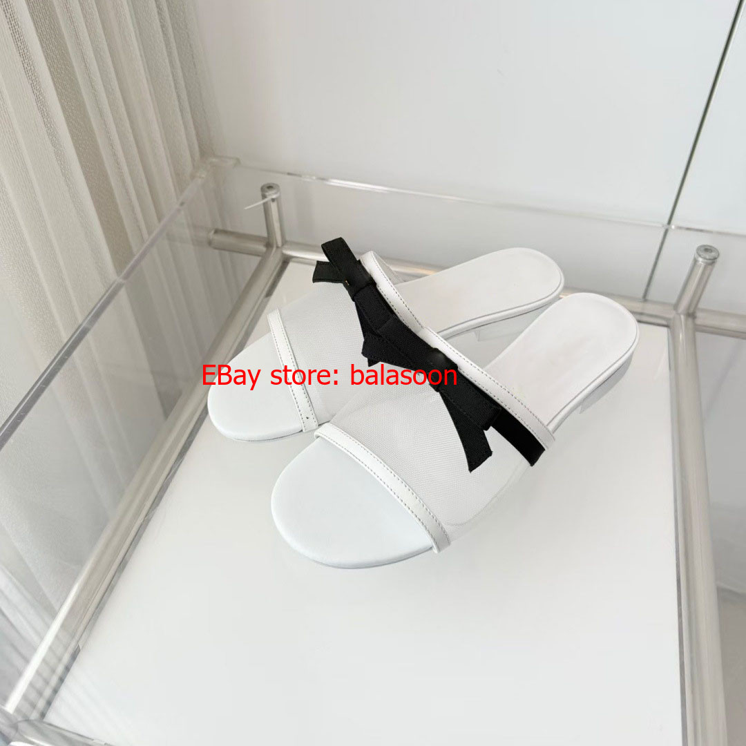 bow low-heeled slippers spring and summer 2026 mesh slippers comfortable 35-40