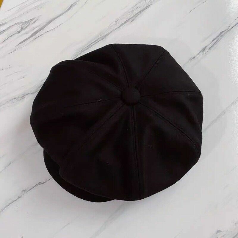 Lady Hat Cap Beret Wool Blend Newsboy Gatsby Flat Oversized Black Fashion Casual