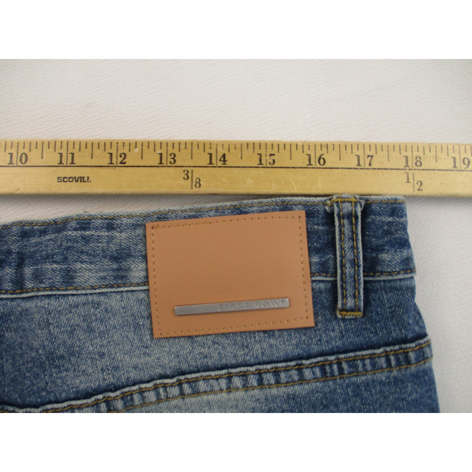 First Row Jeans Mens 36 Blue Slim Straight Distressed Patchwork Camo Utility