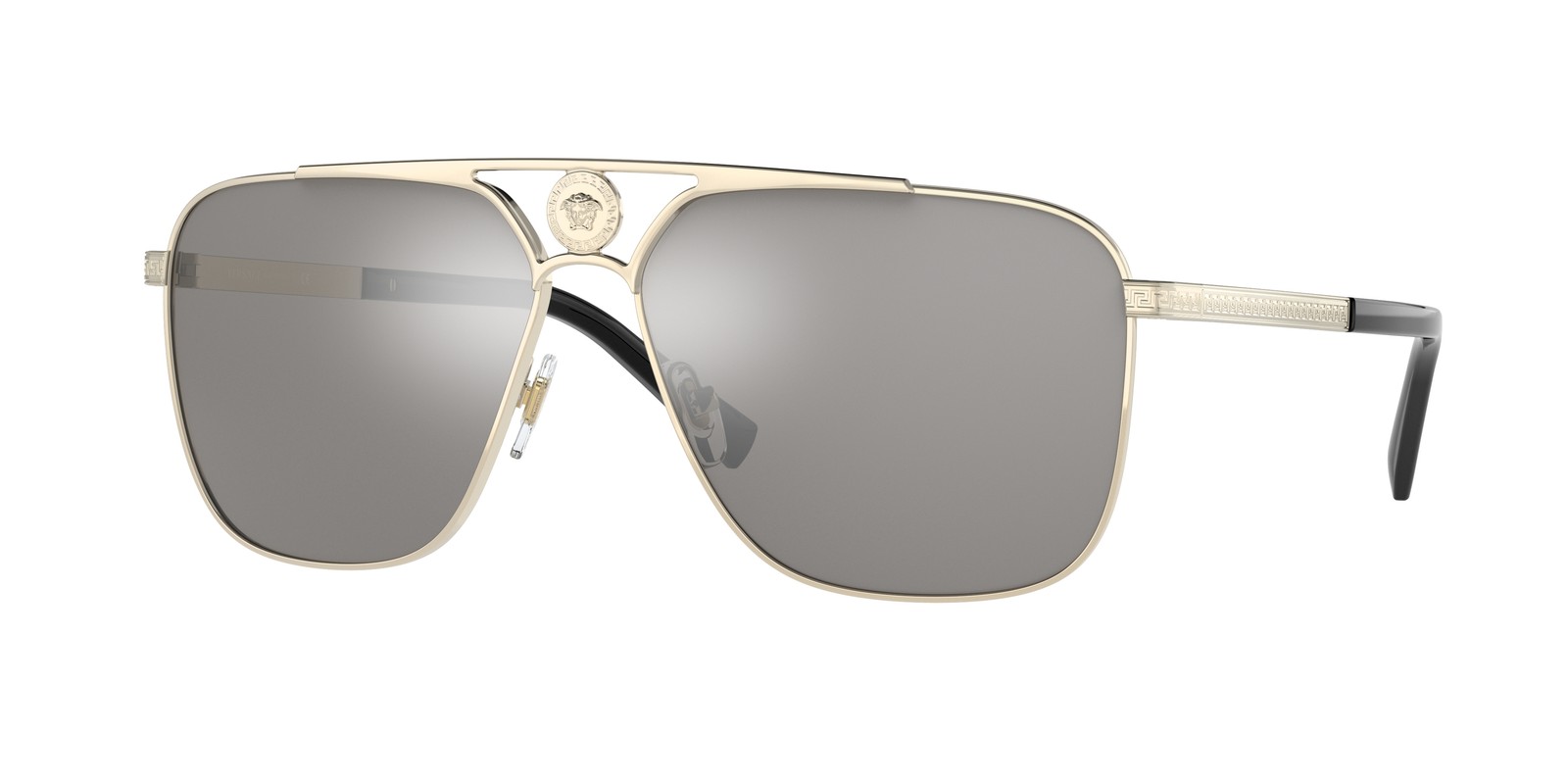 VERSACE VE2238 12526G Pale Gold Light Grey Mirror Silver 61 mm Men’s Sunglasses