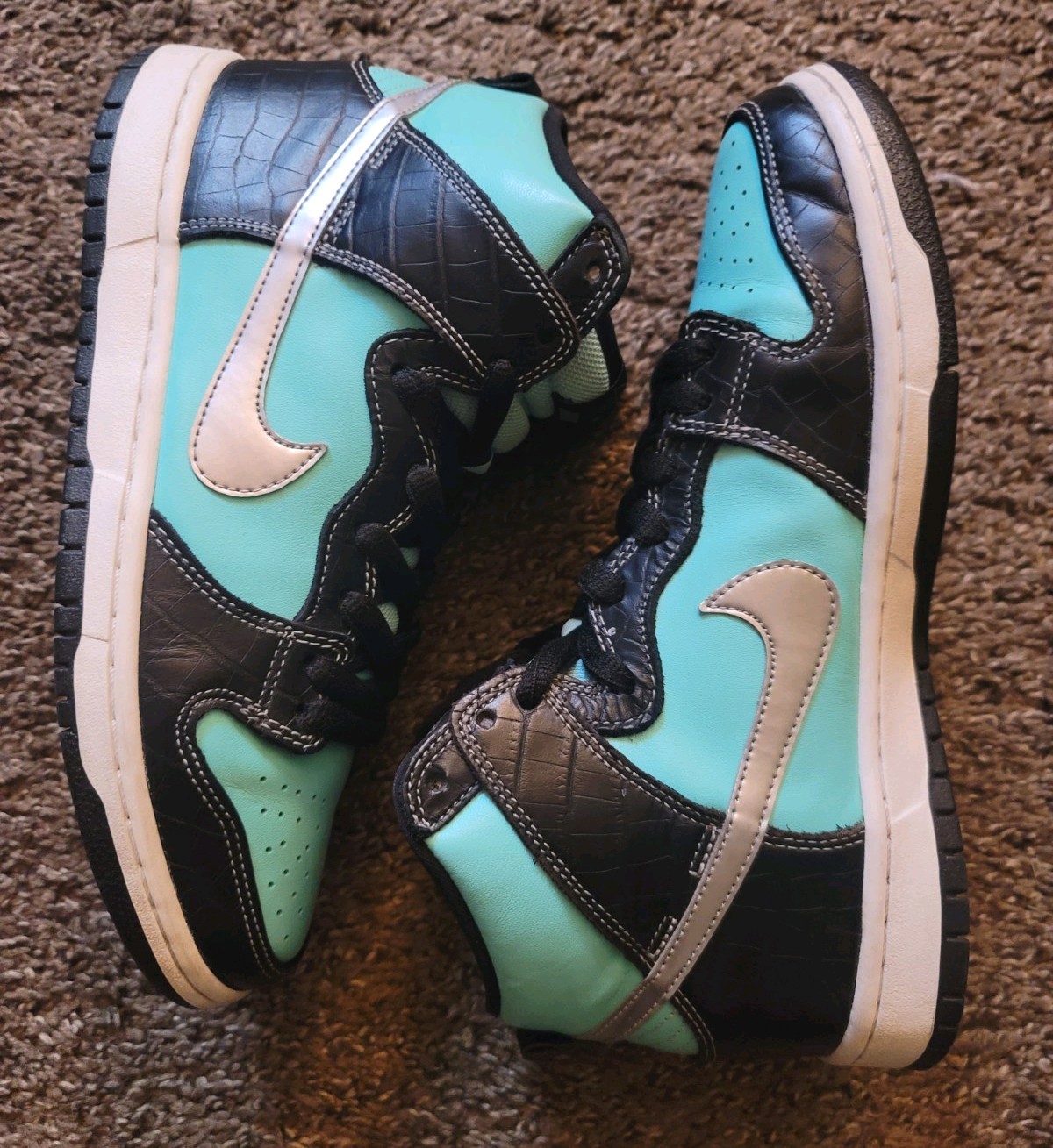 Nike SB Dunk High Premium PRM Tiffany Diamond Supply Co Aqua/Chrome-Black Size 8