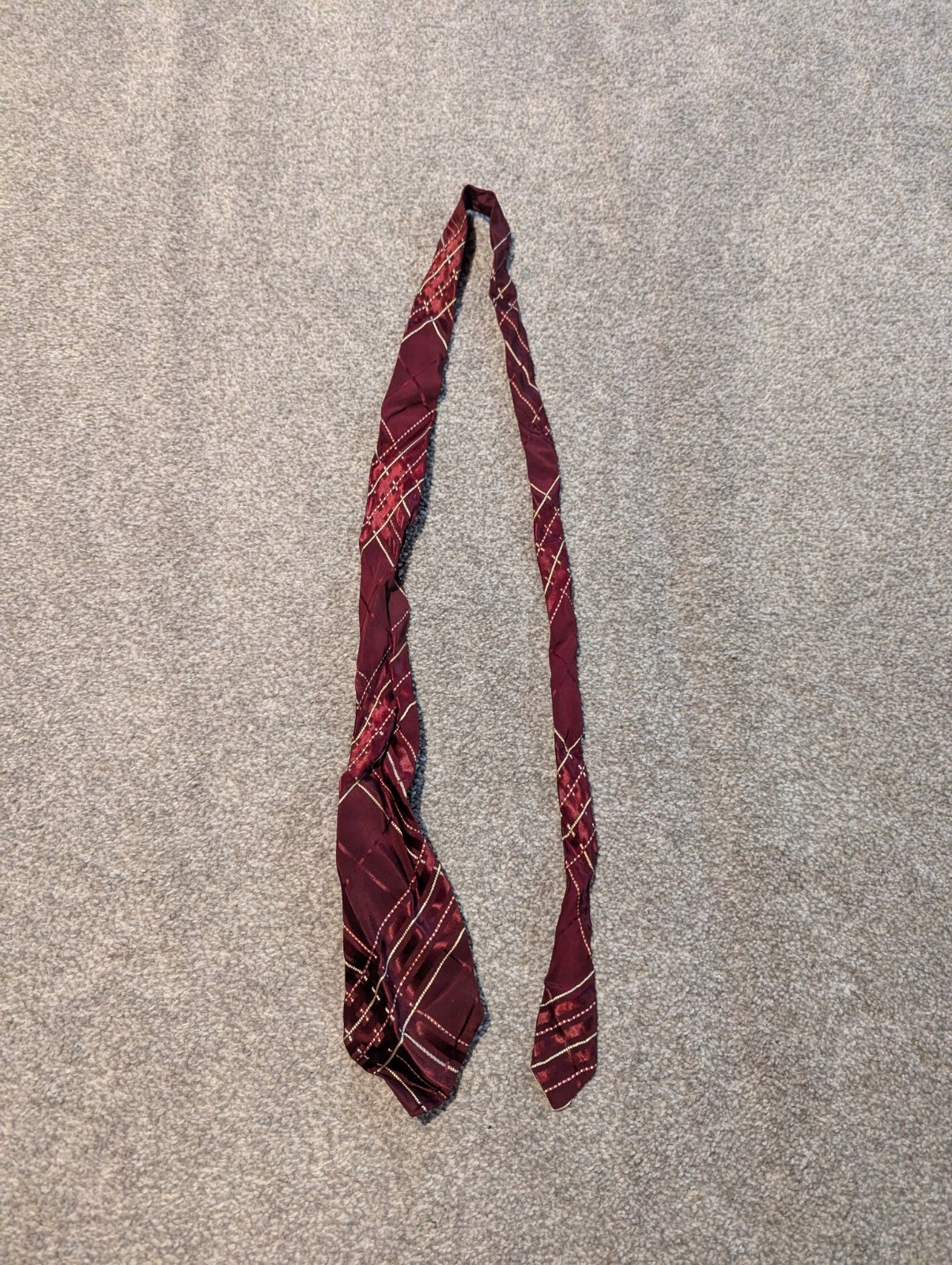 Vintage 1930s 40s Tie Red Maroon Geometric Striped 47 Inches