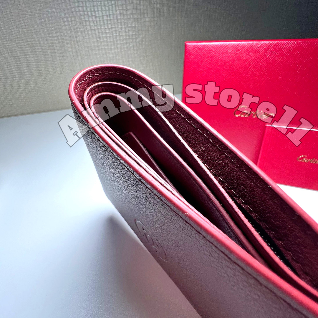 CARTIER Must De Cartier Burgundy Leather Bifold Wallet Vintage Rare