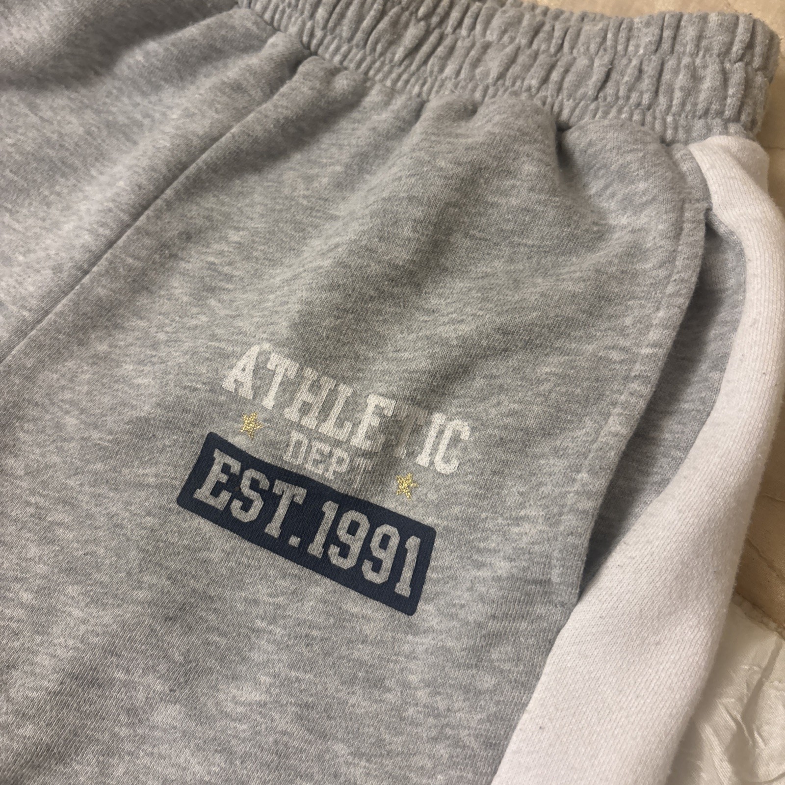 No Boundaries Grey Colorblock Two-Tone Elastic Waist Jogger Sweatpants Sz S 3/5
