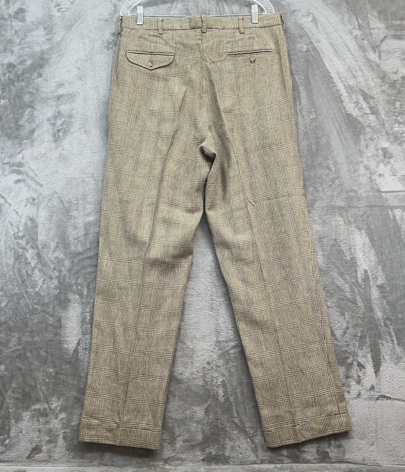 Vintage Polo Ralph Lauren Pants Men 34×32 Dress glen plaid pleated money USA