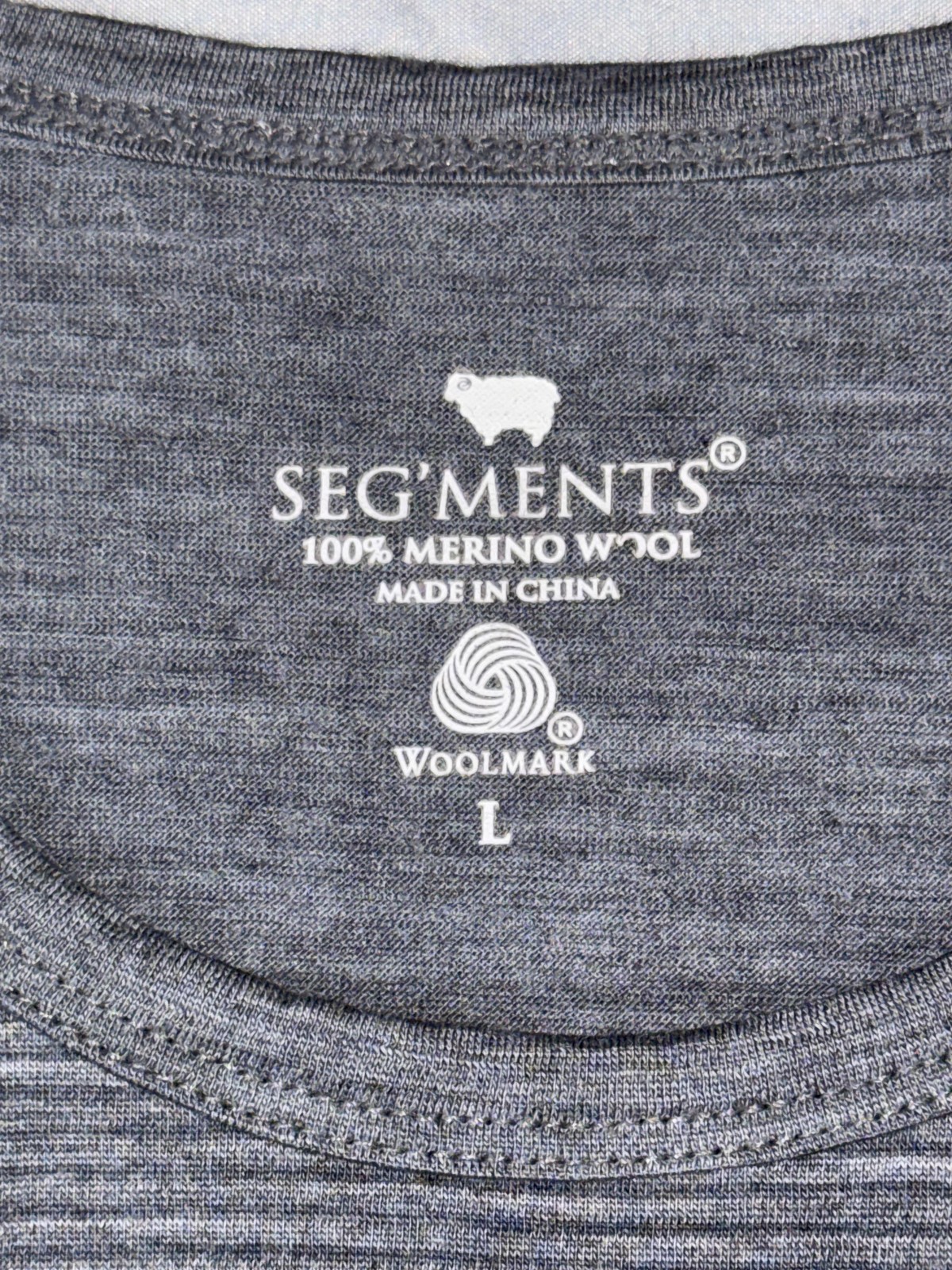SEG’MENTS Shirt Mens Large Gray Long Sleeve Merino Wool Base Layer Hiking