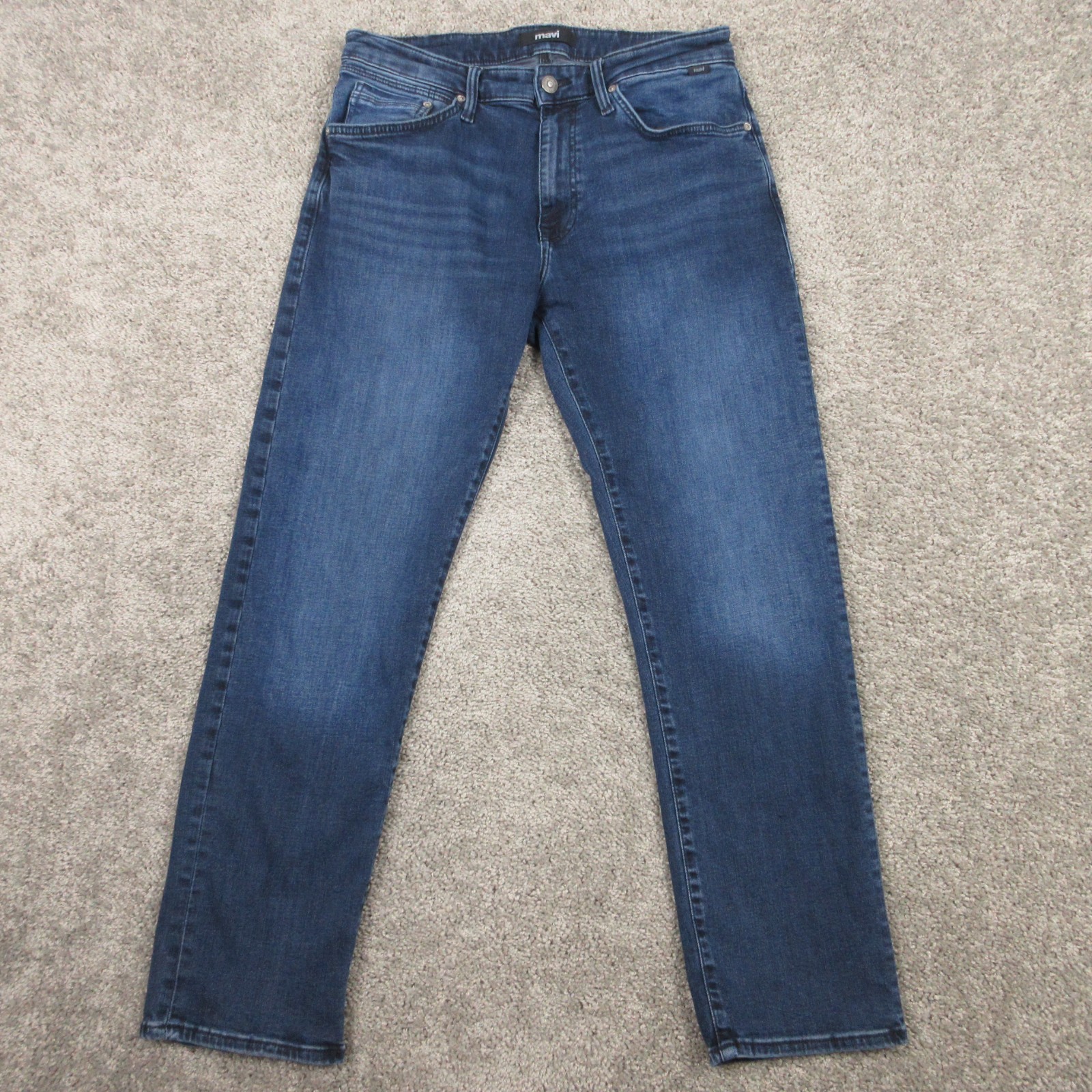 Mavi Jeans Mens 33×30 Blue Zach Straight Faded Whisker Zip Fly Flex Denim Pants