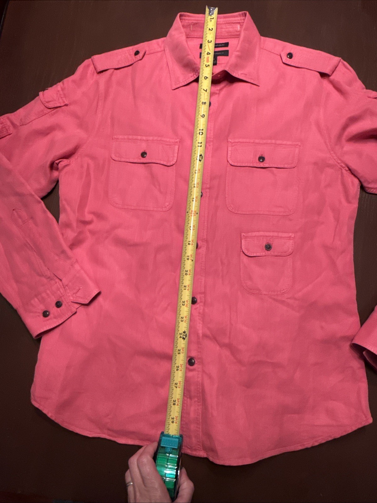 Banana Republic Utility Shirt Mens Medium Reissue Bombay Soft-Wash Salmon