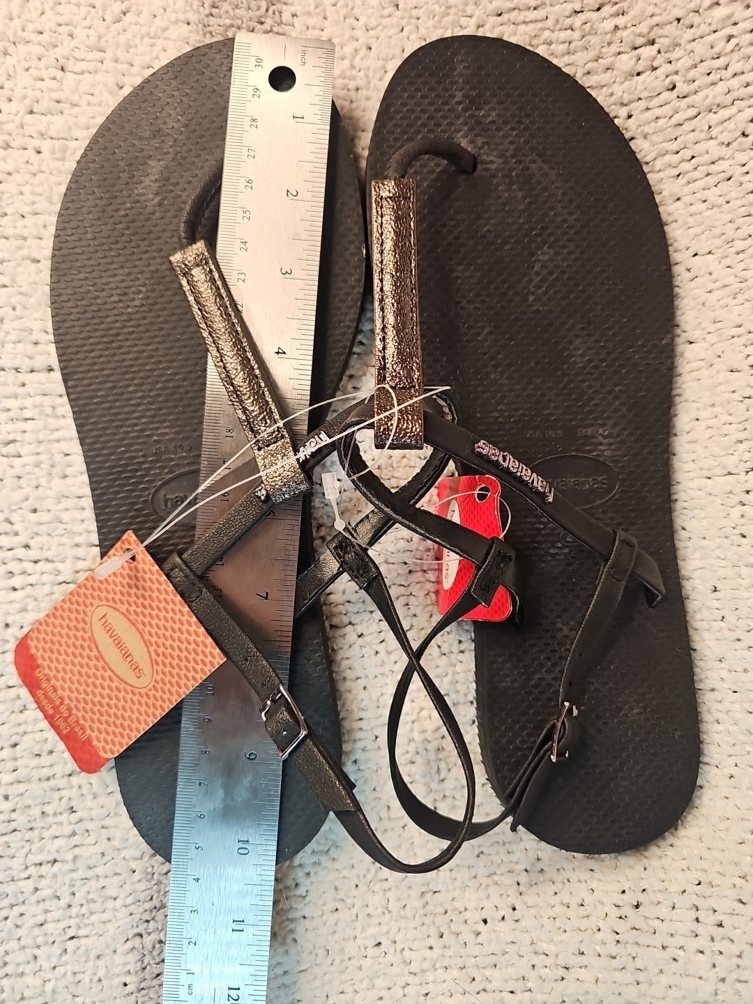 Havaianas You Rio Black Sandals – Size 10.5, Ankle Strap Comfort Sandals Beach