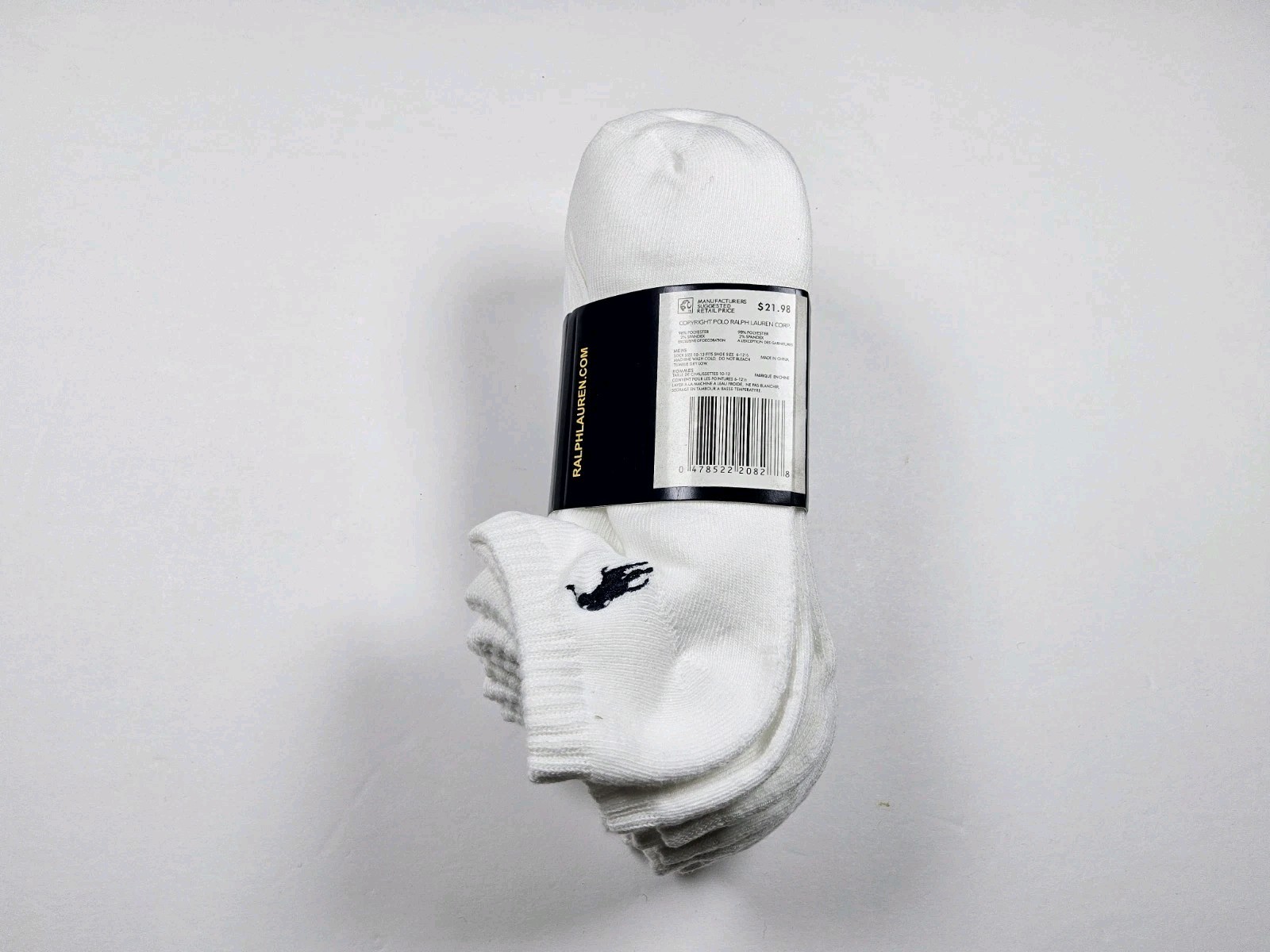 Polo Ralph Lauren Men’s 6pk Ankle Socks White Size 10-13