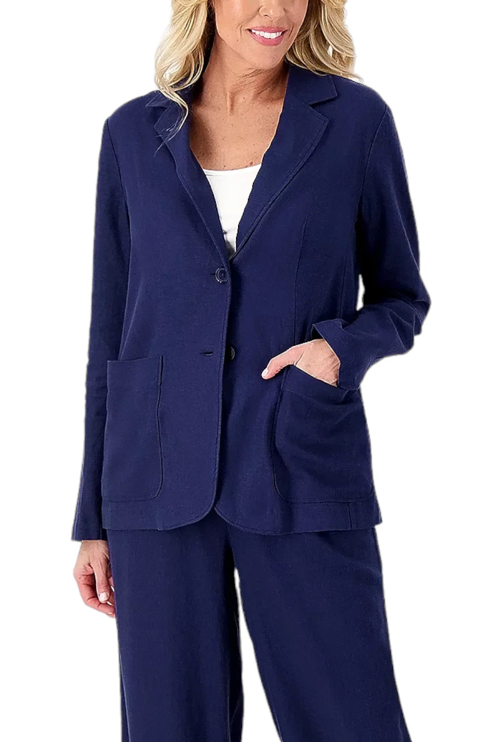 Encore by Idina Menzel 2 Button Blazer Blazer Coastal Navy