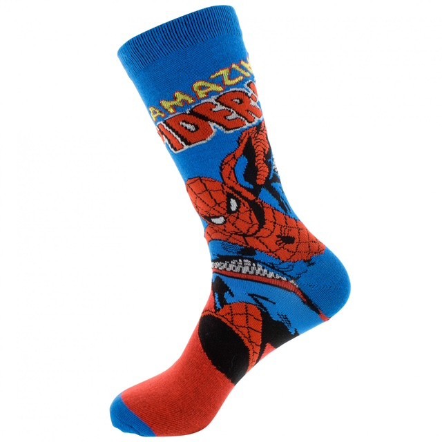 Marvel Amazing Spider-Man Retro Cartoon Character Socks 2-Pairs