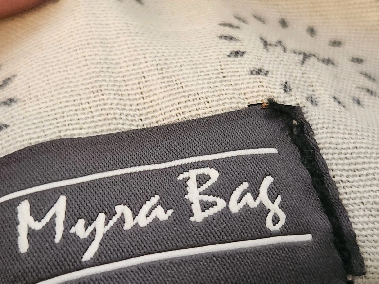 Myra Bag Handmade Starlit Pouch Upcycled Canvas & Cowhide Leather Wristlet 10.25