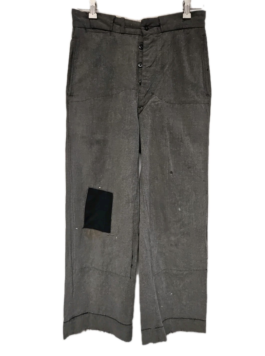 Vtg 40s 50s Sanforized Cotton Trousers Pants Button Fly Distress Repair 29×28