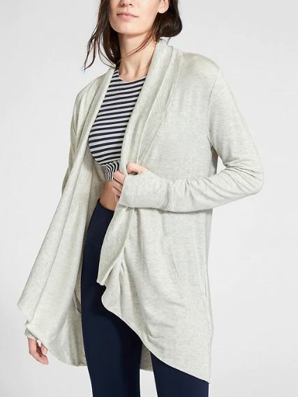 ATHLETA Cozy Soft Pranayama Wrap Light Grey Heather Cardigan X-Small