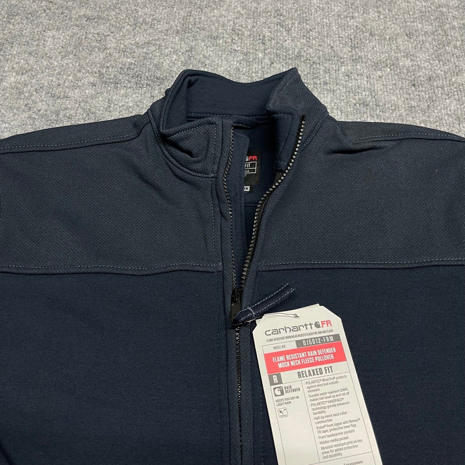 Carhartt FR Pullover Mens Small Blue Rain Defender Mock Neck Flame Resistant