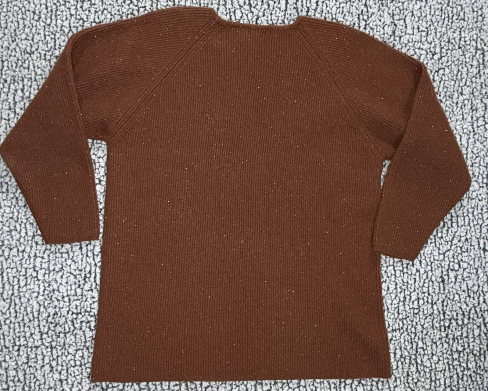 Vintage Jeanne Pierre Wool Blend Sweater Sz L Brown Sparkle Cottagecore 80s 90s