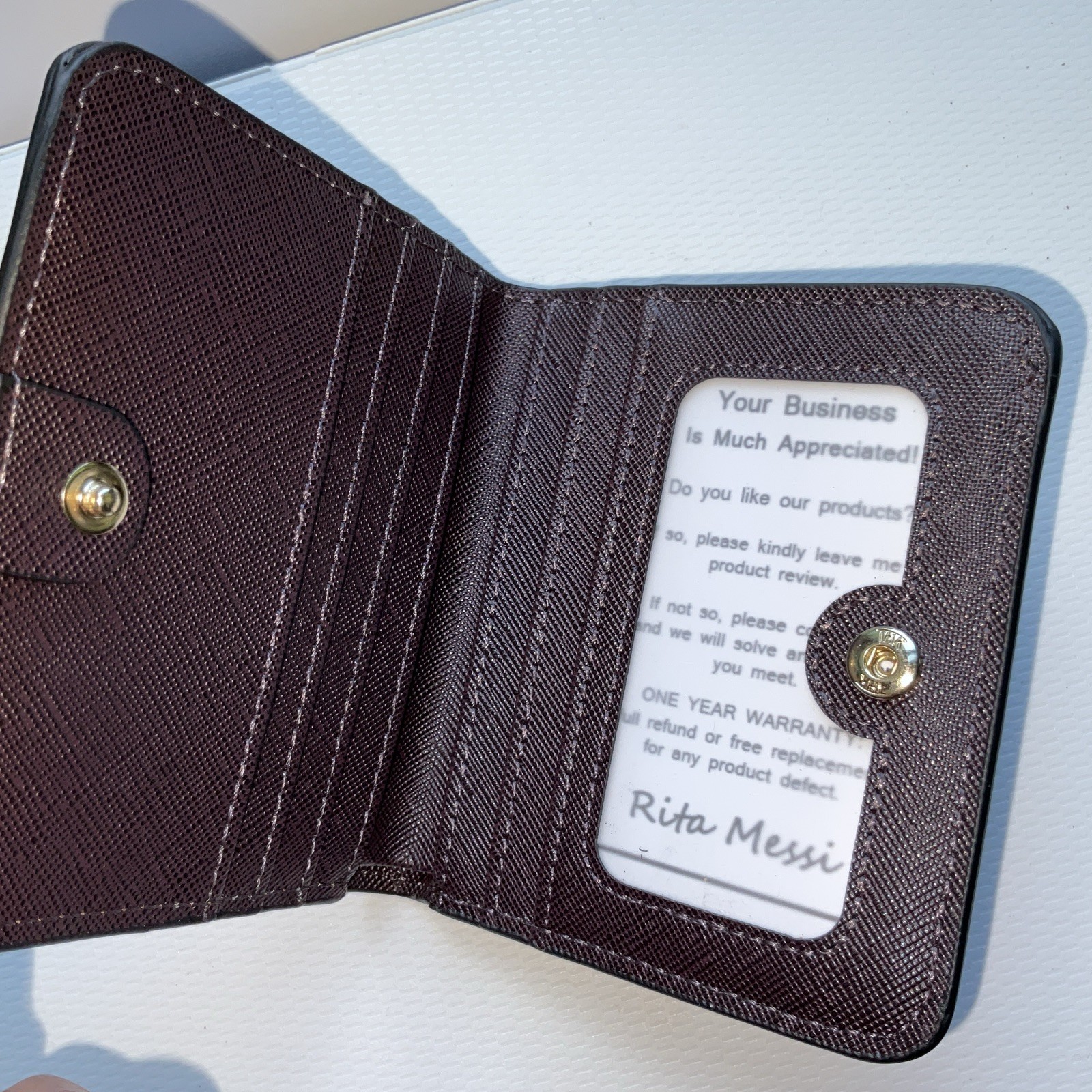 Rita Messi Wallet Organizer credit hard. ID. Coins- Brown Checkered