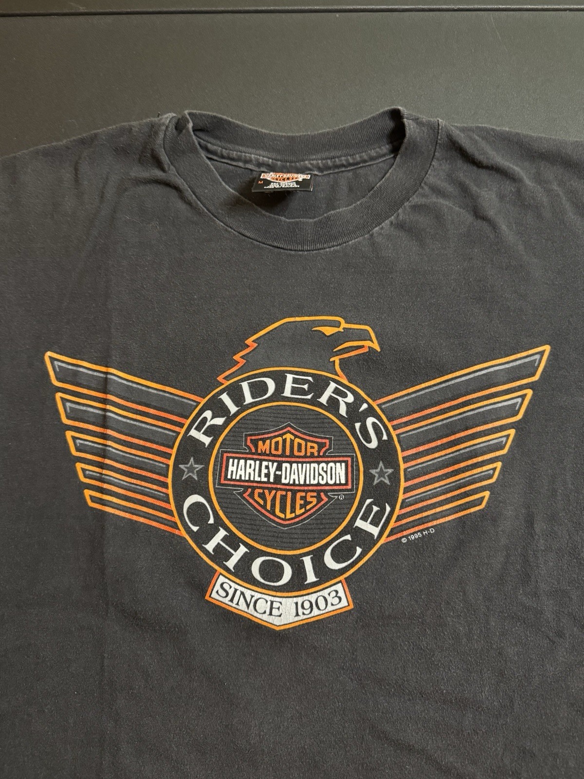 Medium Vintage 90s Harley Davidson Graphic T Shirt Eagle USA Motorcycle Biker