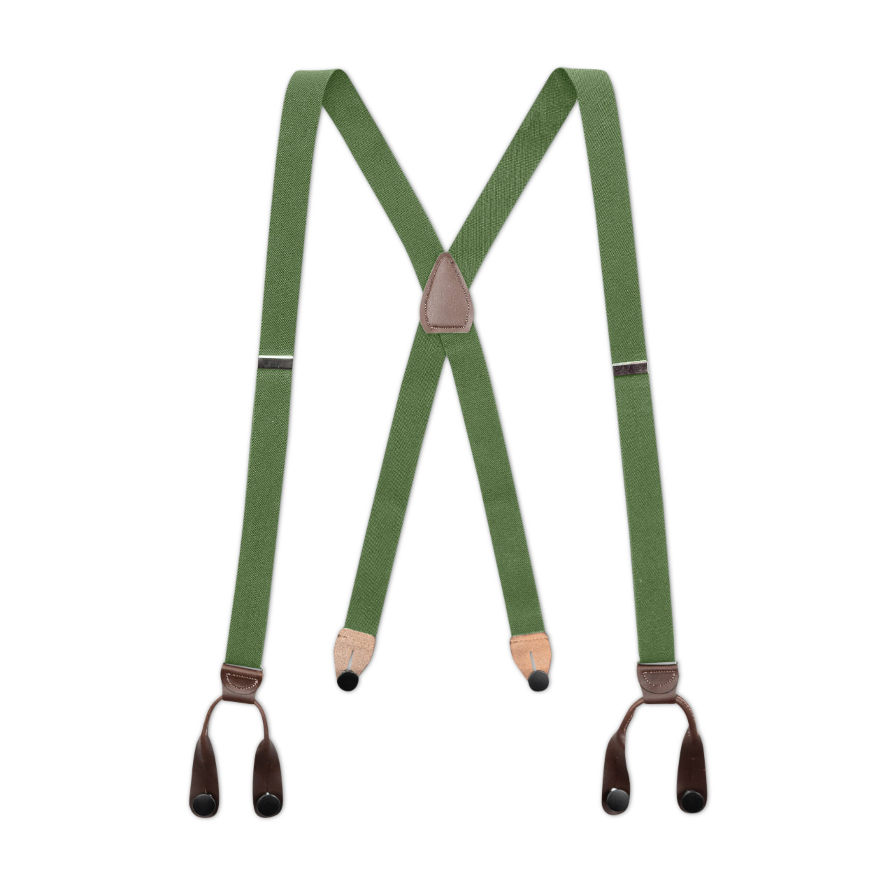 Men’s Suspenders – Button-On with Leather Ears and Goldtone Metal, USA Made