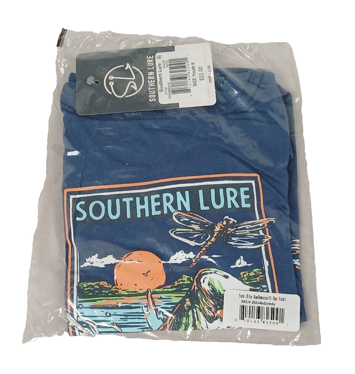 NEW Southern Lure YOUTH Short Sleeve Tee Bass Destruction V2 (SLATE) SIZE:6