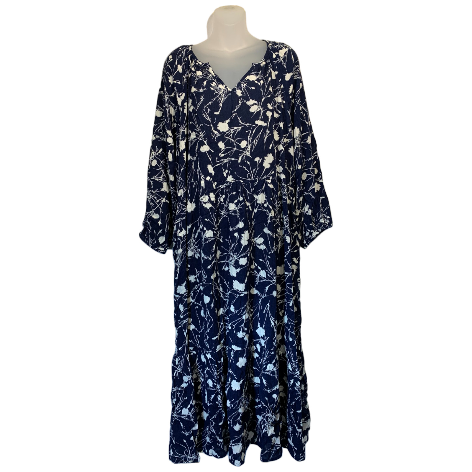 Encore by Idina Menzel Regular Size XL Romantic Tiers Dress A346355 COASTAL NAVY