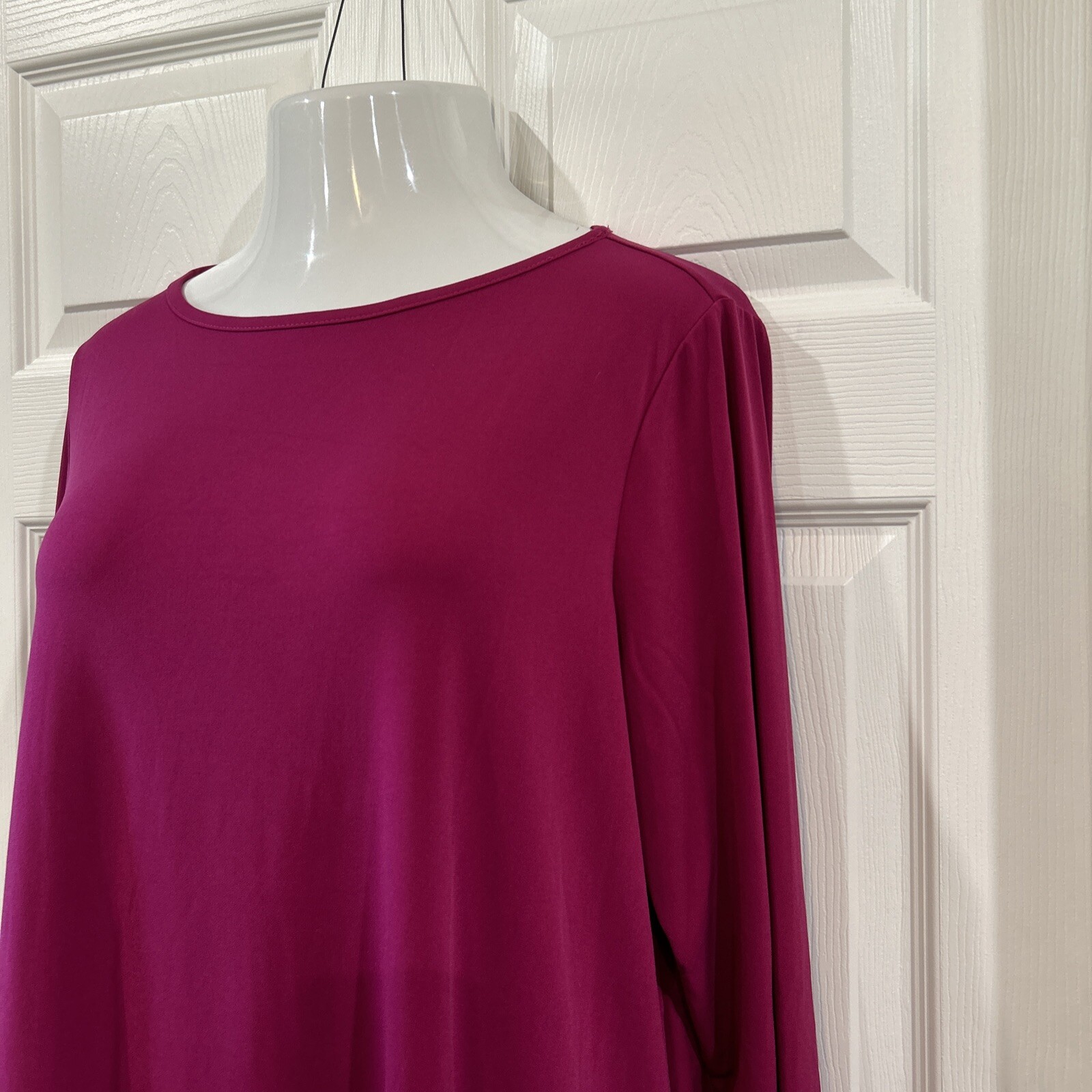 Susan Graver 1XL Petite Modern Essential Liquid Knit Tunic Blouse Raspberry Pink