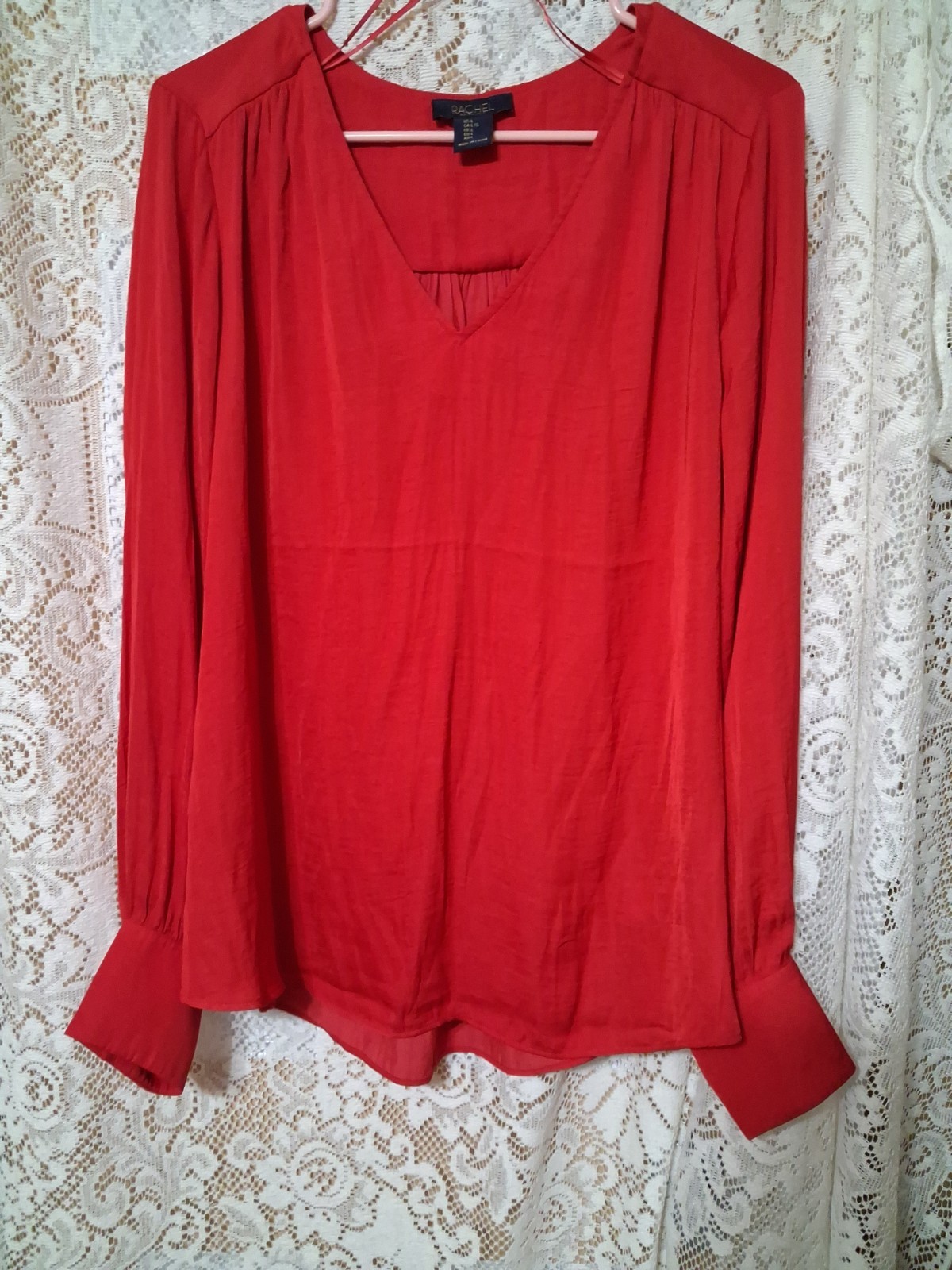 Red Long Sleeved Blouse Nwot By Rachel Ray Size L