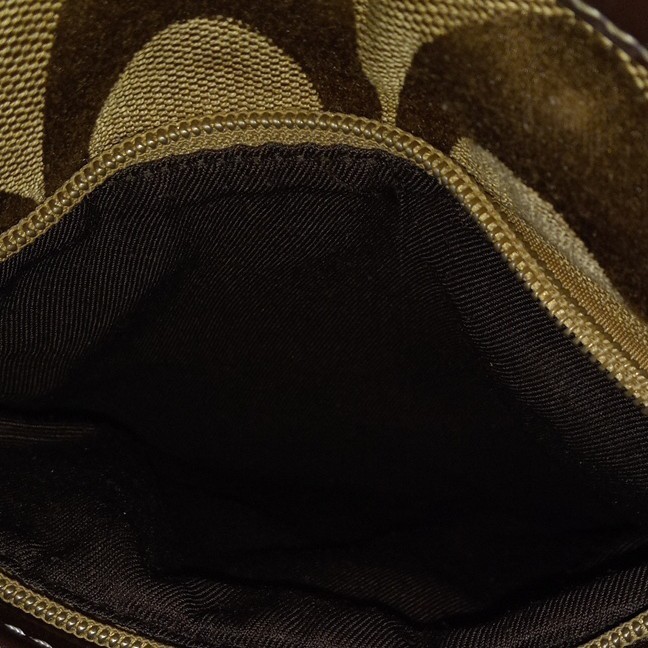 Brown Tan Logo Print Crossbody Bag Zip Closure Adjustable Strap Outer Pockets