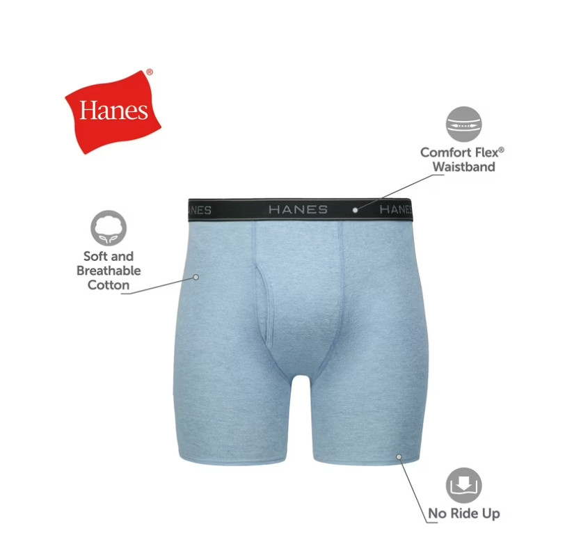 Hanes Men’s Super Value Pack Assorted Boxer Briefs, 10-Pack Soft and Breathable