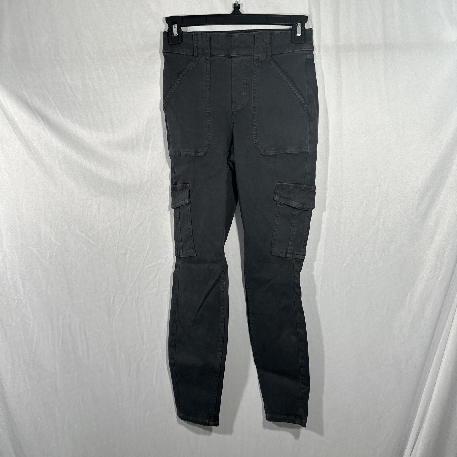 NEW $128 Spanx [ SP Small-Petite ] Twill Ankle Cargo Pants Washed Black #T1775