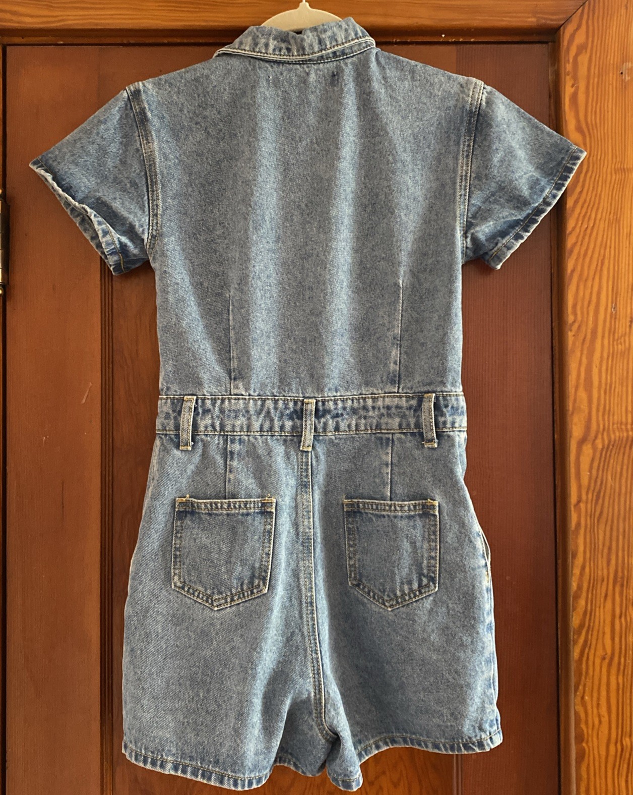 Lioness Romper Blue Denim Short Sleeve Western Look Button Front One Piece XS