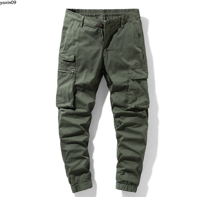 Mens Cargo Jogger Pants Slim Fit Pockets Cotton Pants Long tapered Trousers Gift