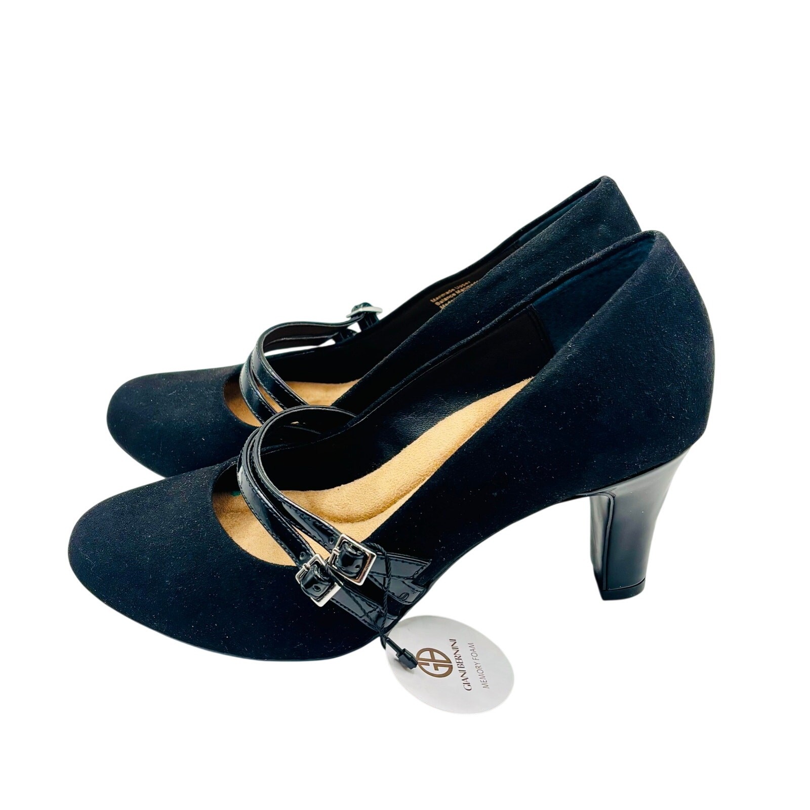 Giani Bernini Vallariaa memory foam footbed black suede Mary Jane pumps sz 7.5