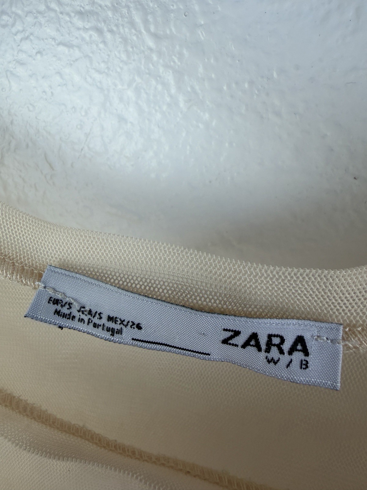Zara Beige Mesh Appliqué Flowers Butterfly Tee Shirt Size S