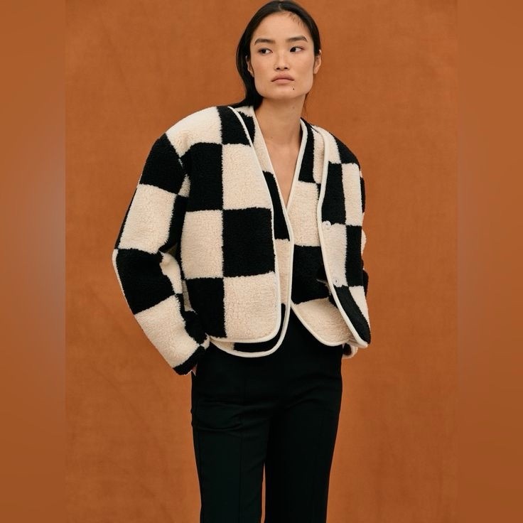 Source Unknown Women’s Viral Jacket & Vest Bundle Black Cream Checkerboard