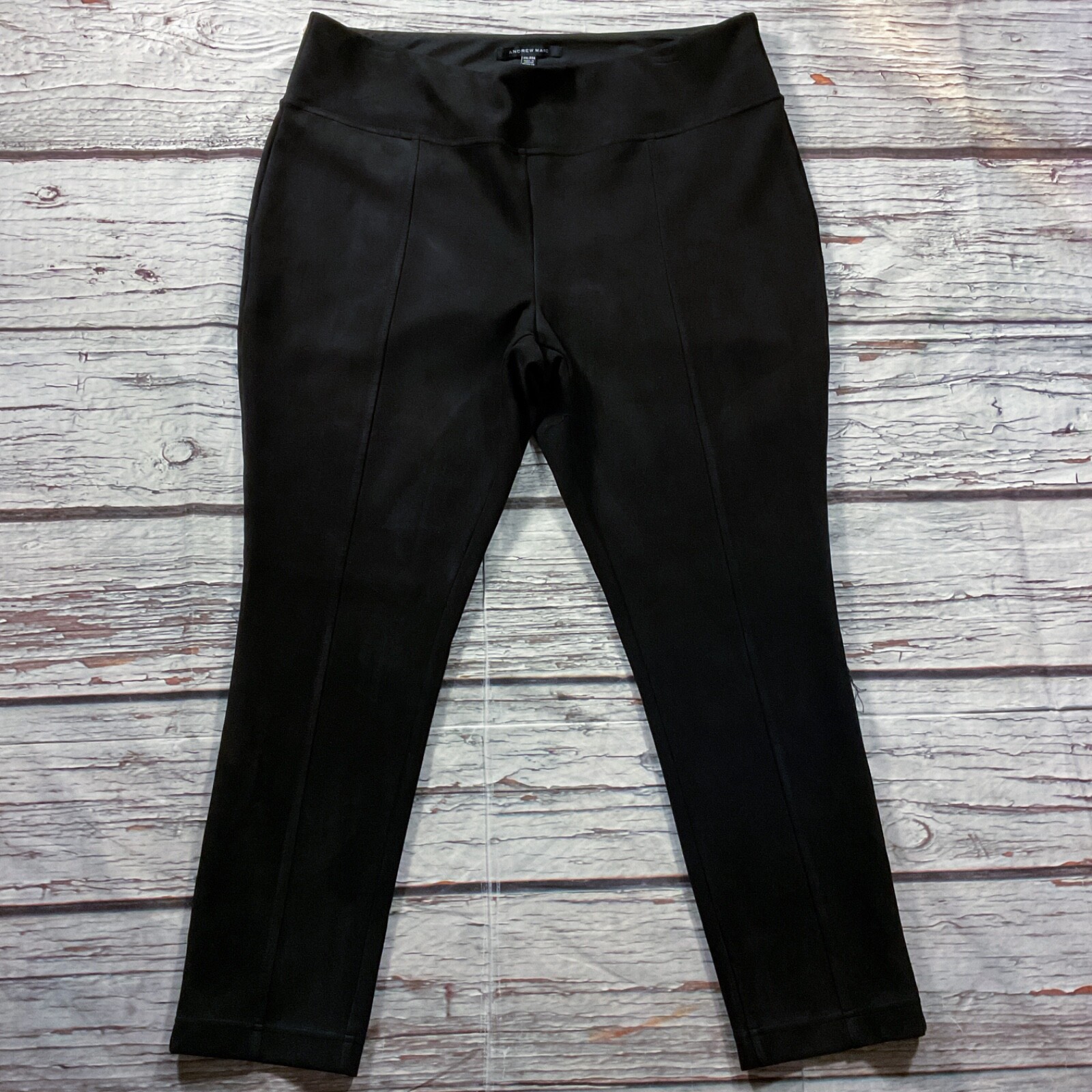 Andrew Marc Womens Pants size 2X Black Pull On Stretch Faux Suede Ankle x29″insm