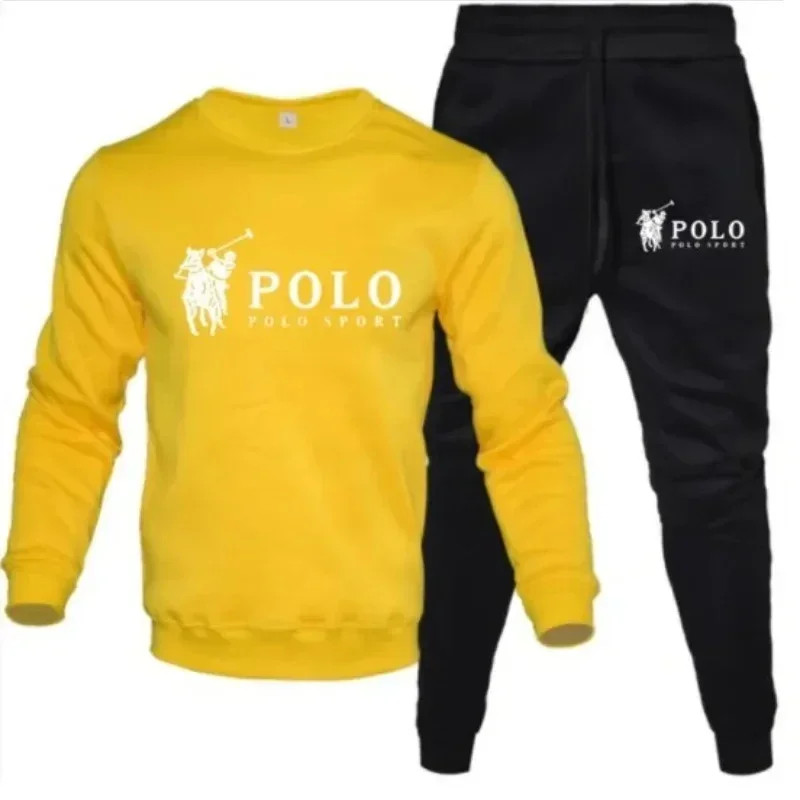 Men Autumn Winter Sweatshirt and Jogger Pants Set Casual Fitness Outfit