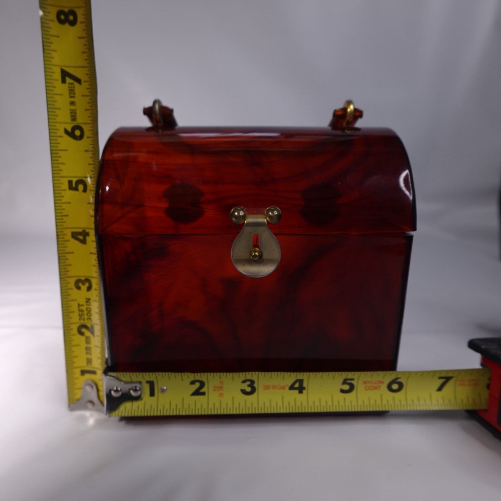 Vintage 50s 60s MCM Tortoise Shell Amber Lucite Plastic Box Purse Handbag