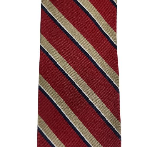 Vtg. Ferrell Reed/Jack Henry Red Tan Black White Classic Stripe Tie 100% Silk