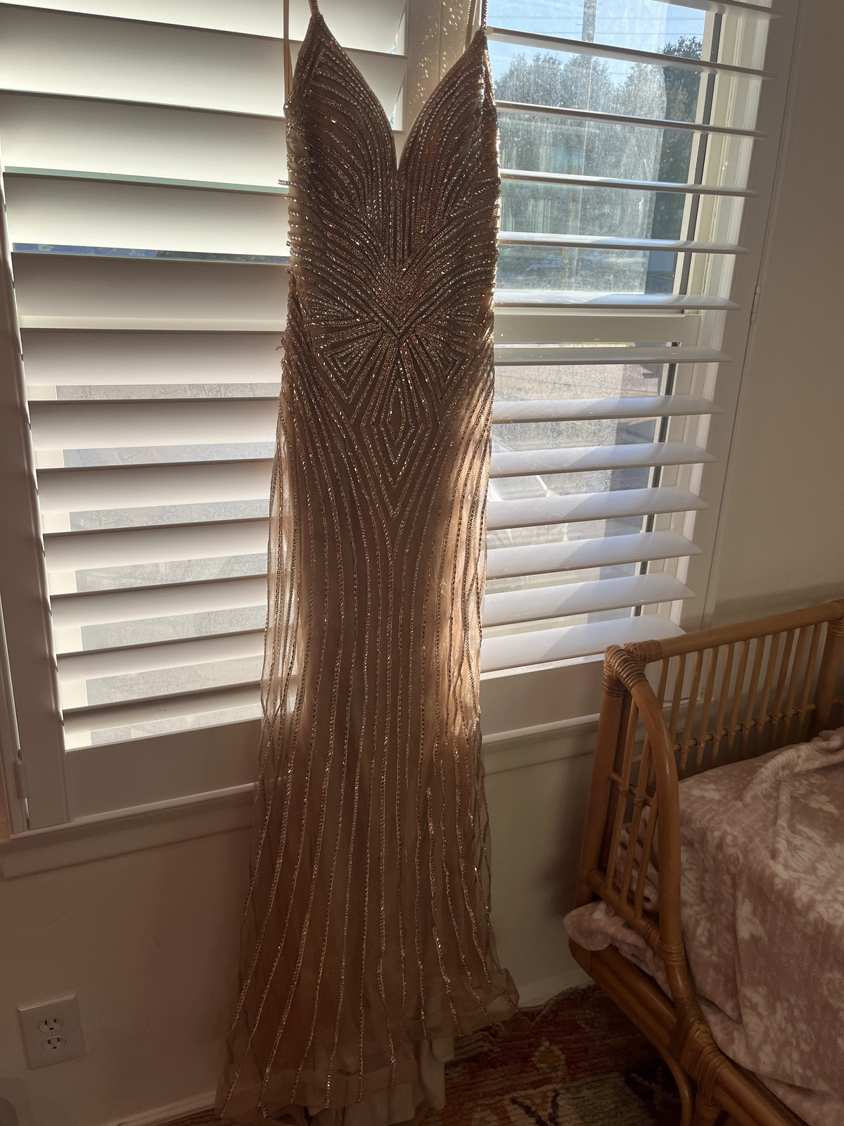 ✨ LaDivine by Cinderella Divine CD845 Rose Gold Beaded Gown – Size 2 – (NWT)