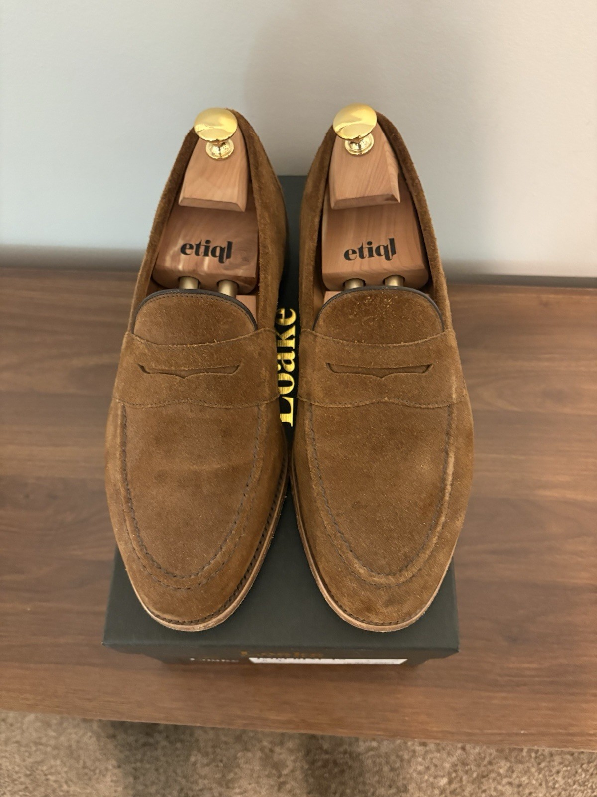 Loake Imperial Tan Suede Penny Loafer UK 8 F / US 9 Goodyear Welted Made England