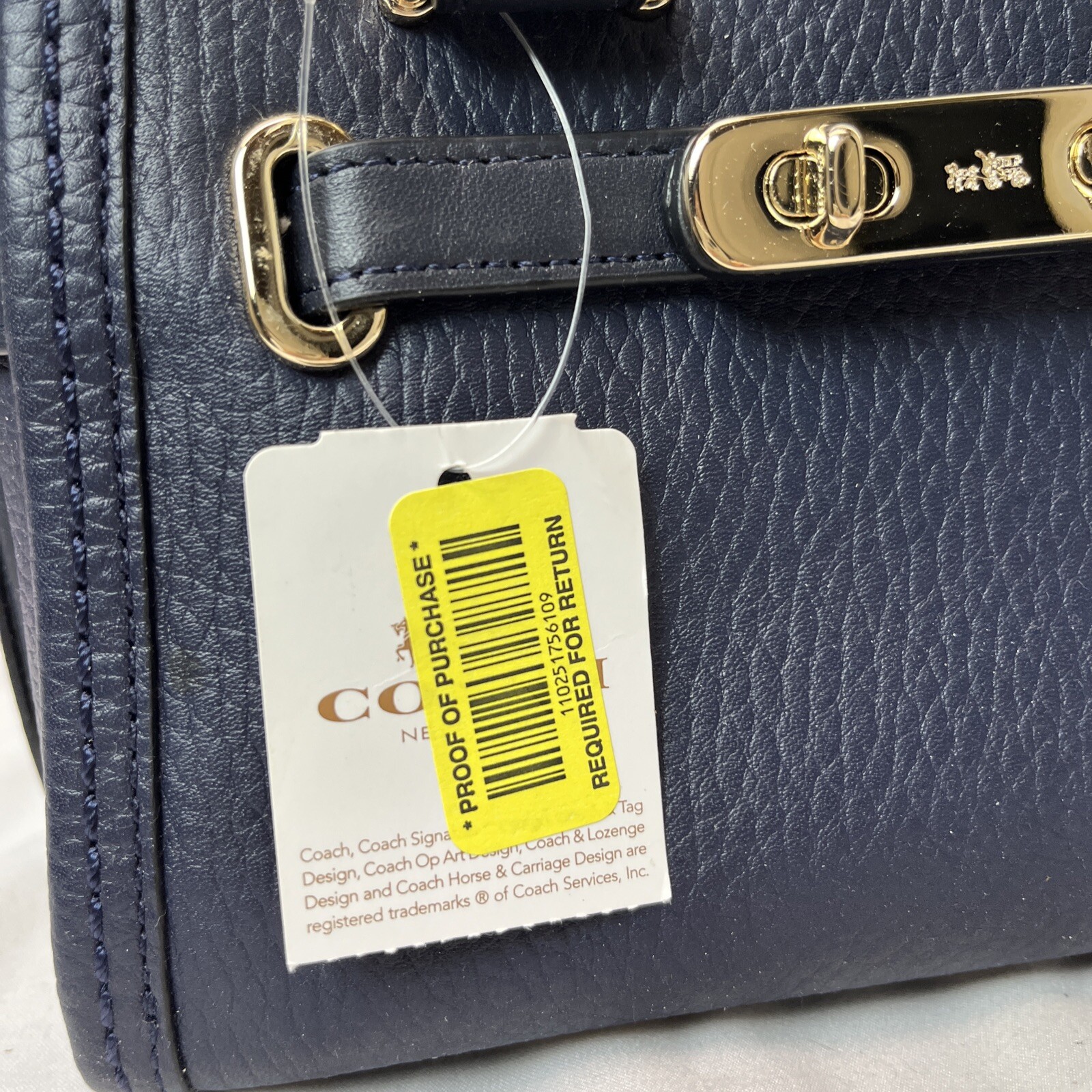 NWT COACH SWAGGER 20 IN PEBBLE LEATHER 36235 Navy