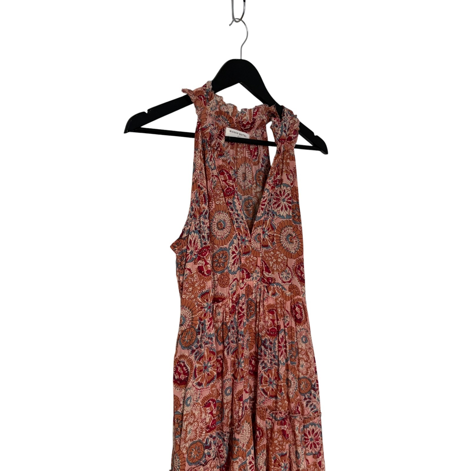 Maison Hotel Kaleidoscope Charlotte Maxi Tiered Boho Dress Size S Rust Petunia