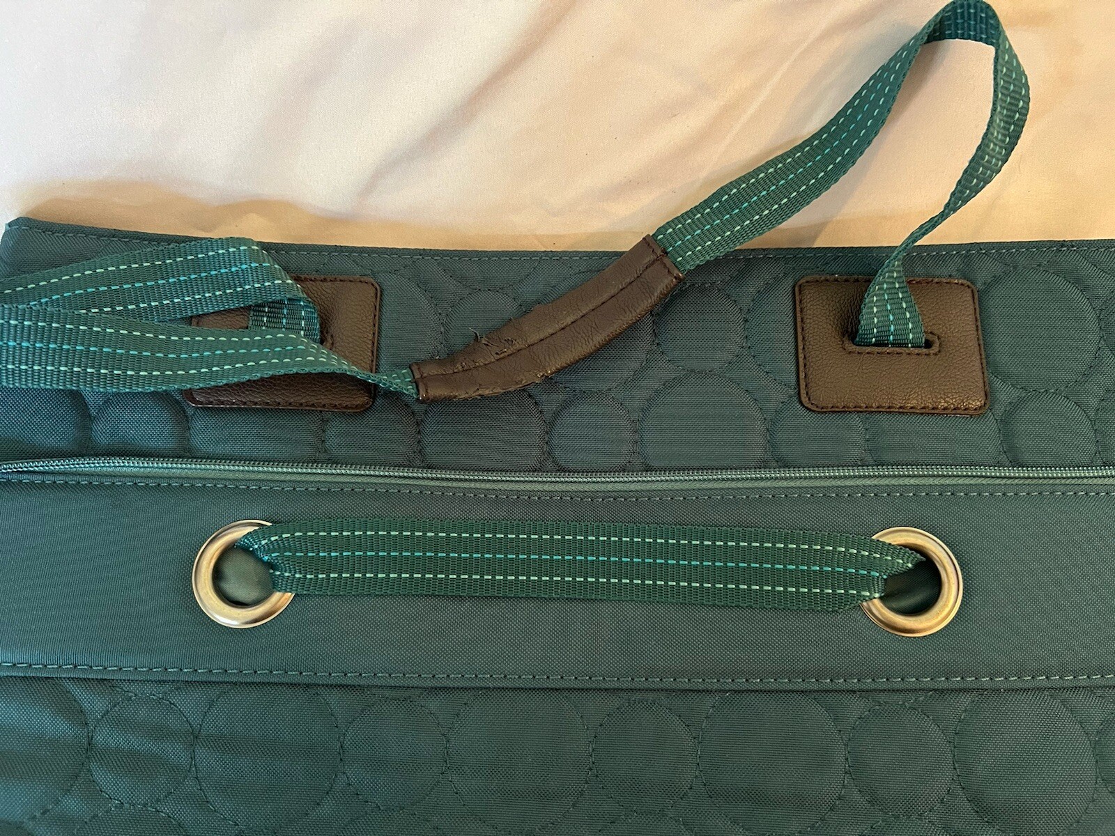 Thirty One Vary You Versatile Tote Quilted Double Handle Bag Purse Teal